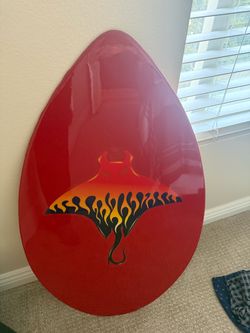 CYA Red Skimboard with Manta Ray Flame Graphic