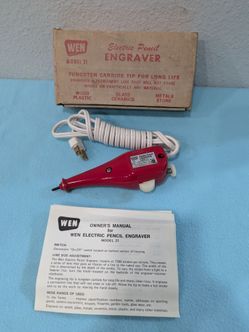 Vintage 70's WEN Electric Pencil Engraver Model 21 RED Etching Engraving Tool
