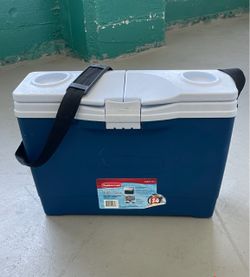 Slim cooler with shoulder strap