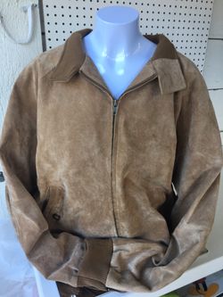 Vintage orvis leather zip up bomber size Large