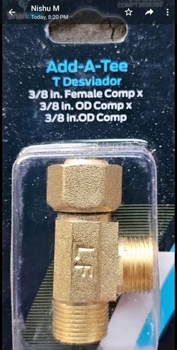 Sharkbite 3/8 Inch Od Female Compression x 3/8 Inch Od Compression Brass Add A Tee. Brand New With Box.