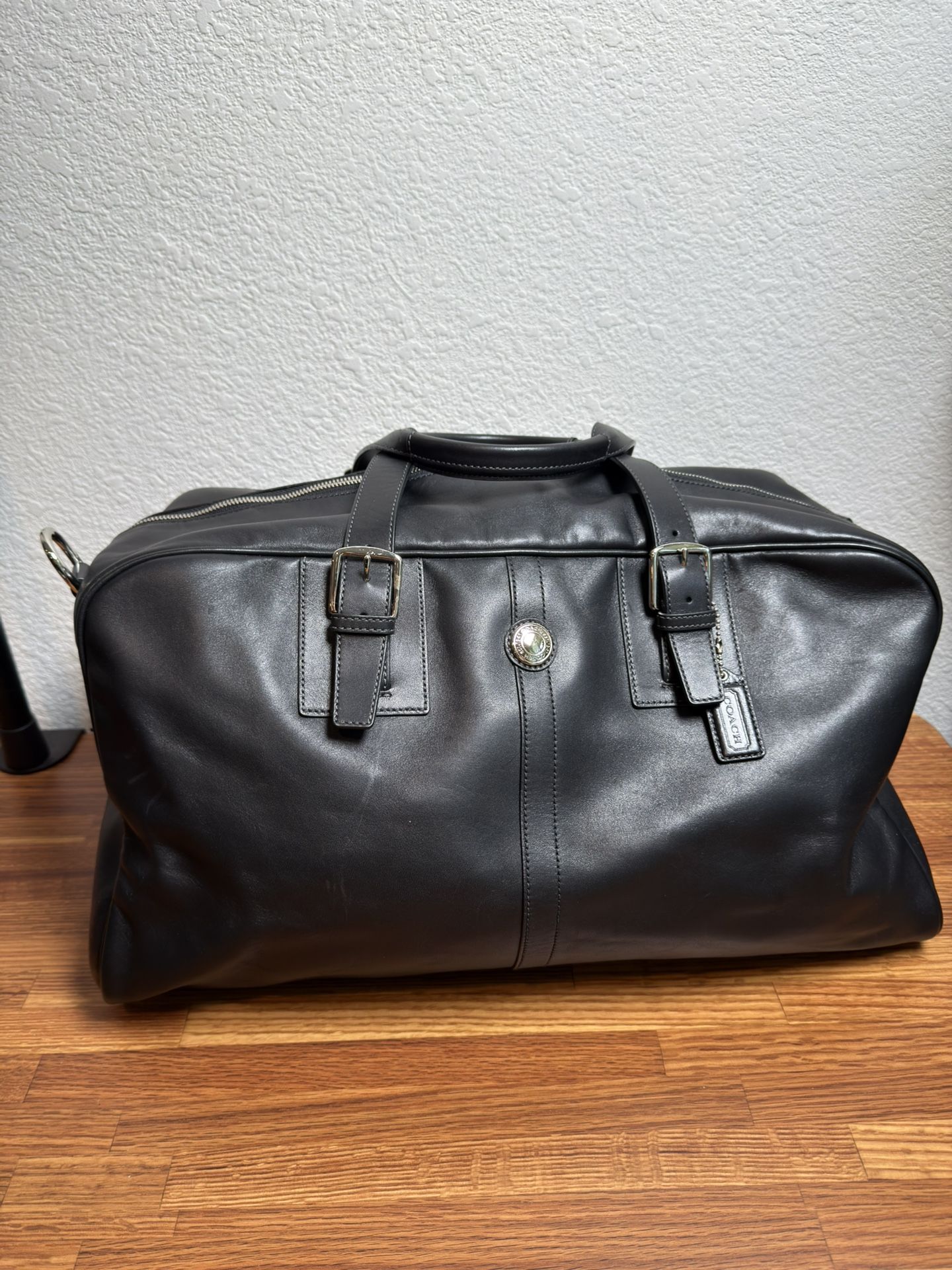 NEW COACH Vintage Weekend Bag Large Black Leather Shoulder Tote Laptop
