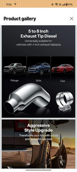 Chrome 5 to 8 Inch Exhaust Elbow for Diesel Vehicles