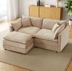 BRAND NEW Chenille 2-Seater Sofa + Ottoman – NEVER OPENED!