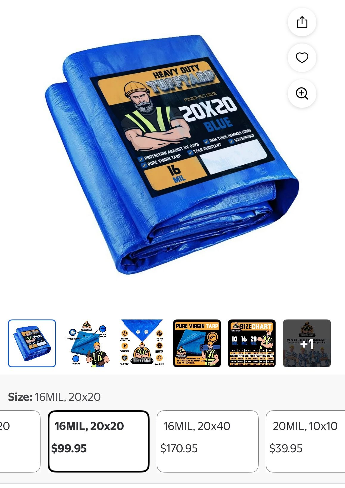 HEAVY DUTY TUFFTARP FINISHED SIZE 20X20 NEW