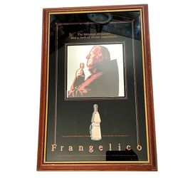 Vintage Frangelico Liqueur Bar Mirror Sign Wood Frame 15x23 Signs Glass Works
