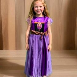 Disney Frozen 2 Kids Girls Sz 6 Anna Purple Polyester Tulle S/S Nightgown EUC