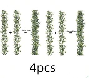 10 pcs :Eucalyptus Wreath, 1 Pack 5.7ft Artificial Mixed Eucalyptus Leaf Garland, Green Wreath Hanging Plants For Farmhouse Tabletop Centerpiece, Fire