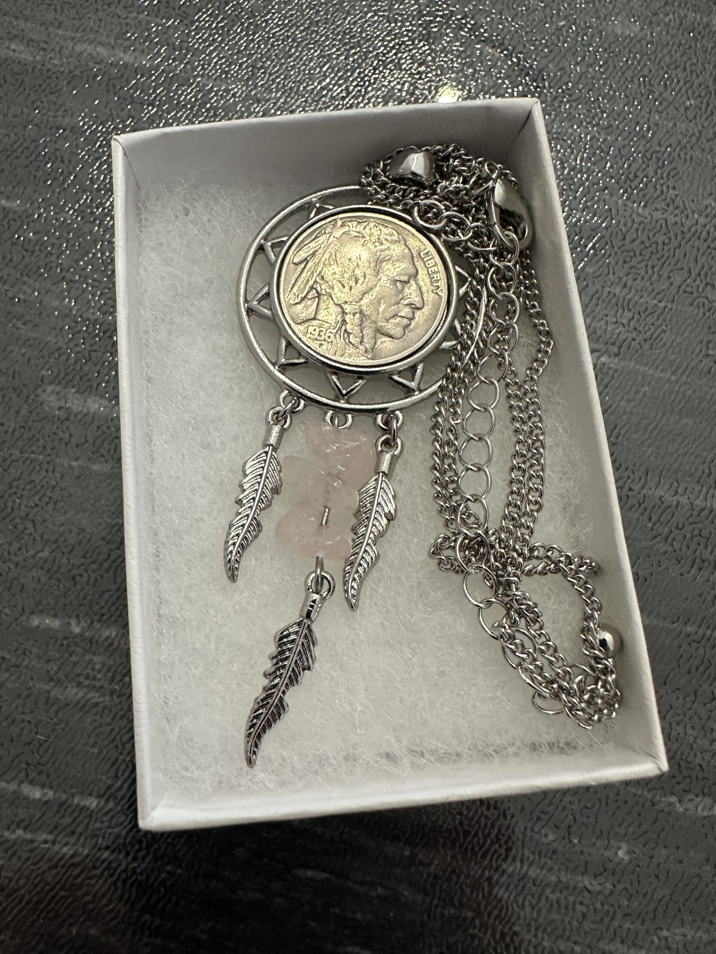 Buffalo Nickel Dream Catcher Coin Pendant Necklace