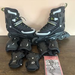 Rollerblade Spiritblade Comp Inline Skates Mens US 7 w/ Pads Box Manual Fitness