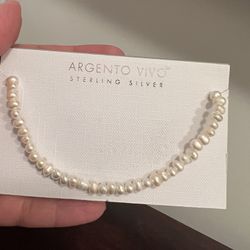 Sterling Silver Gold Plated Pearls Anklet New ! 