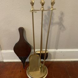Vintage fireplace tools Set with blower