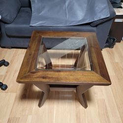 Read Wood  End Table With Glass Top 