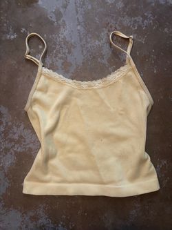 yellow  lace trim cami tank top