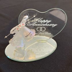 Happy Anniversary - True love lasts Forever Glass Baron Figurine