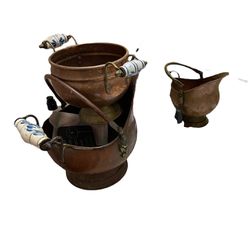 Set Of 3 Antique Copper Buckets In 3 Different Sizes