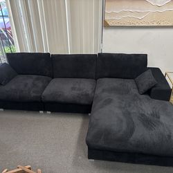 116" Cloud Sectional Couch with L-Shape Chaise in Black