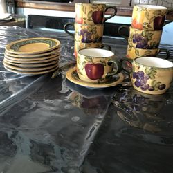 Beautiful hand painted 16pc Casa Vero Ack USA harvest pattern- 8cups/8plates-$25