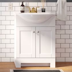 Style Selections Euro 24-in White Single Sink Bathroom Vanity with White Cultured Marble Top