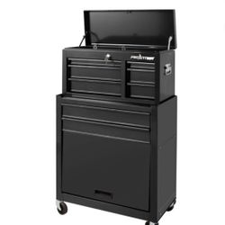 Frontier 24-inch 5-Drawer Rolling Tool Chest and Cabinet Combo, Steel, Black