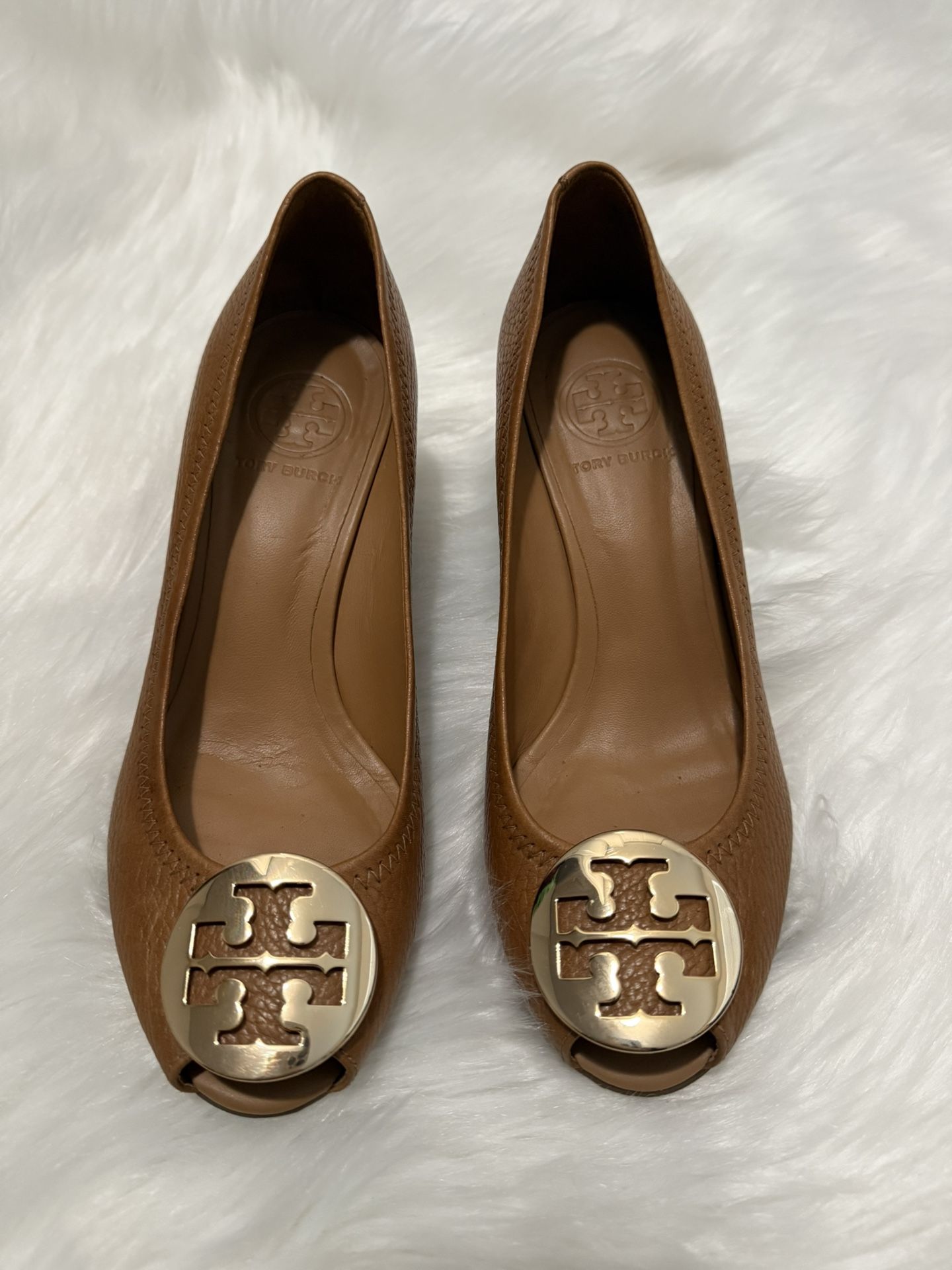 Tory Burch Brown Leather Sally Wedge Pump
