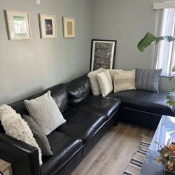 Sectional Dark Brown Faux Leather Couch
