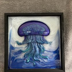 Jellyfish Marine Life Resin Wall Plaque Handmade Size 12x12