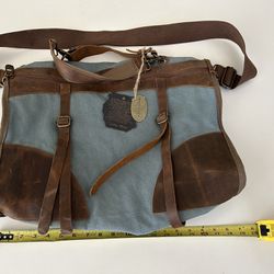 Canvas & Leather Messenger Tote Bag