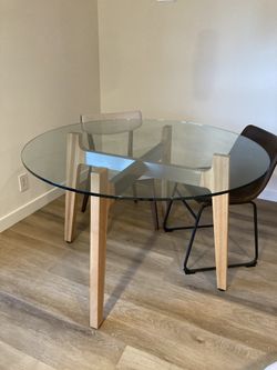 CB2 Brace Glass Table With 4 Chairs for Sale in Los Angeles CA