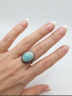Signed Navajo Larimar Sterling Silver Ring