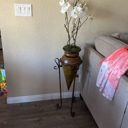 Metal Vase With Flowers