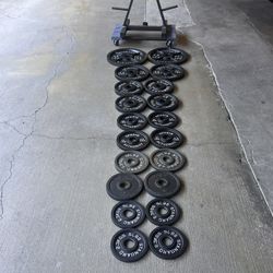 Steel Olympic Weights -360lbs and Rolling Weight Tree