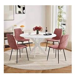 Round kitchen table with 4 chairs set