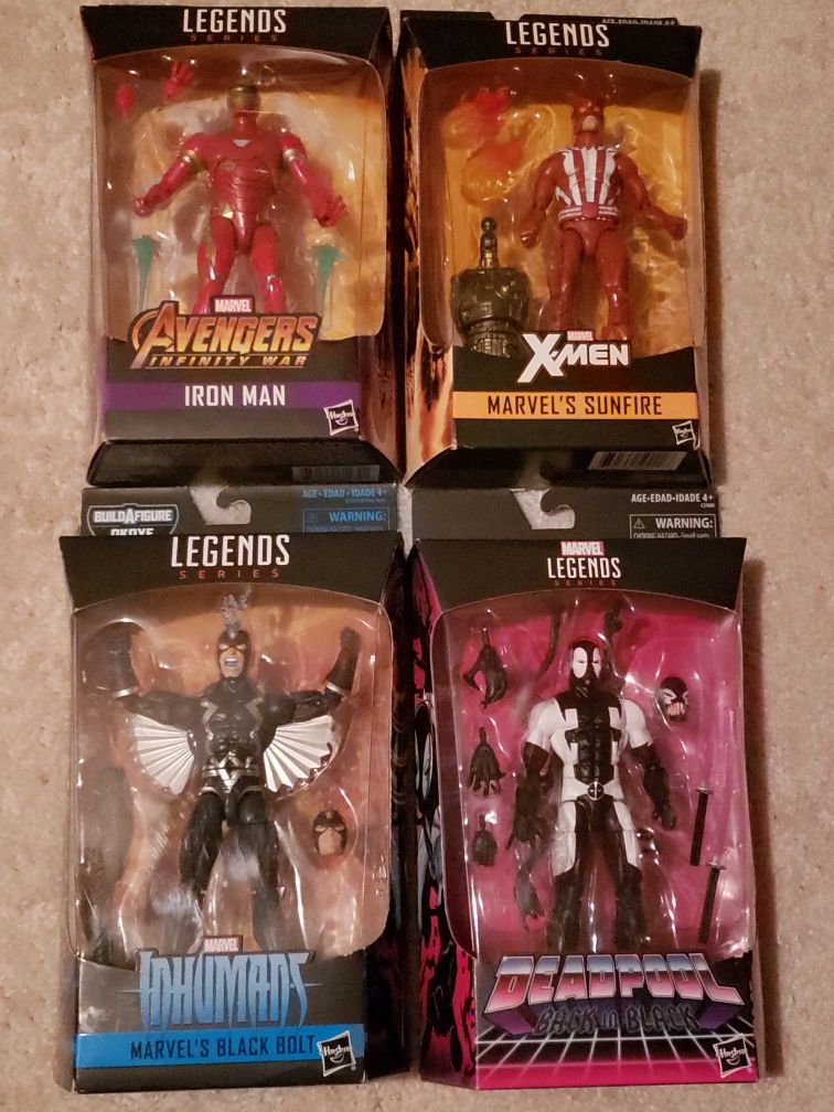 Lot of 4 Marvel Legends Avengers Iron Man X Men Sunfire Deadpool Back in Black Inhumans Action Figures NIB