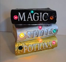 "Magic, Spells, Potions" Halloween Decor Witchcraft Spellbooks Lights w Timer