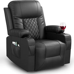 NEW - Recliner Chair Massage Rocker with Heated Modern Lounge 360 Degree Swivel 