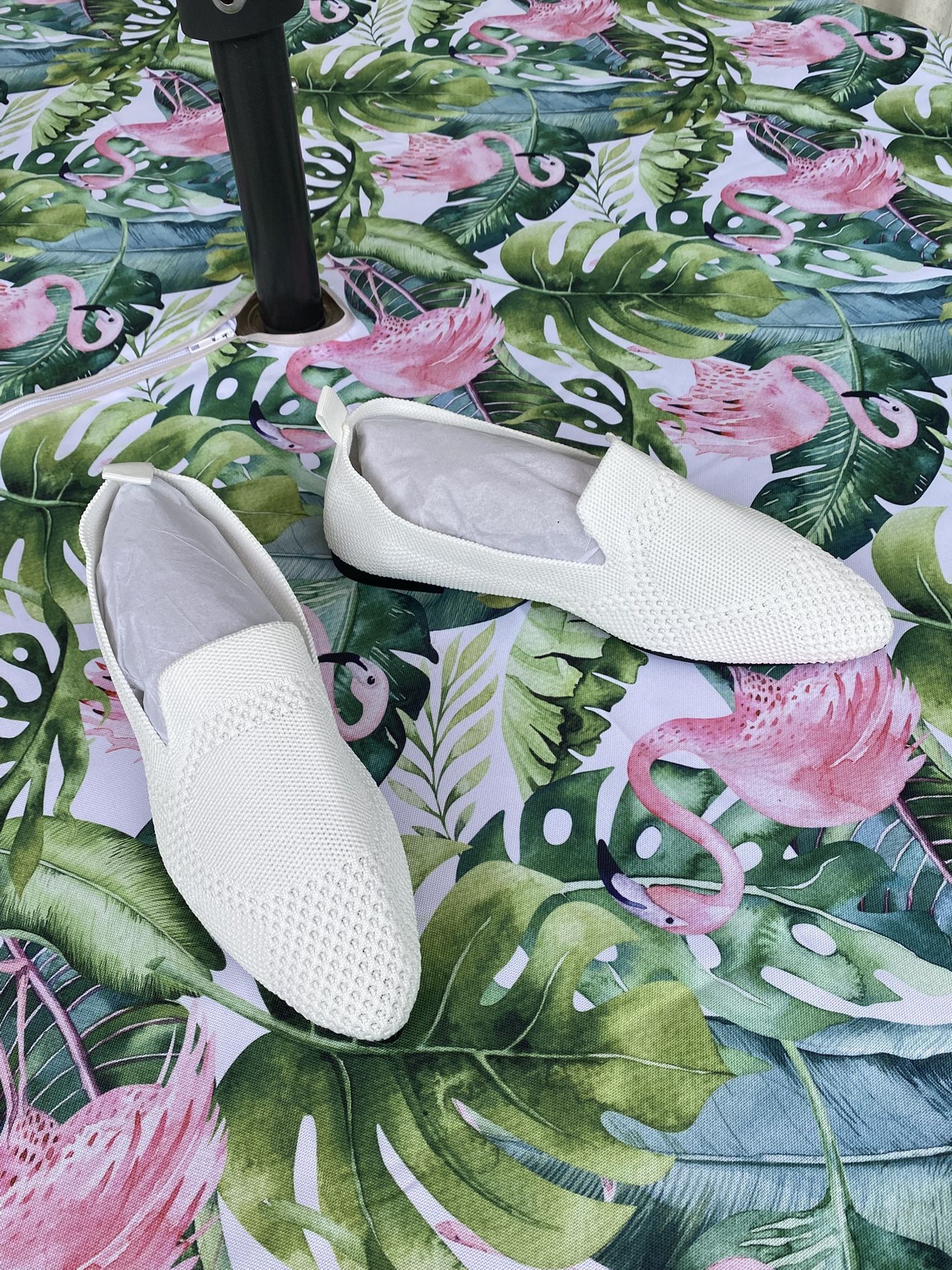 White Canvas Slip-ons; Size 9W (NEW)