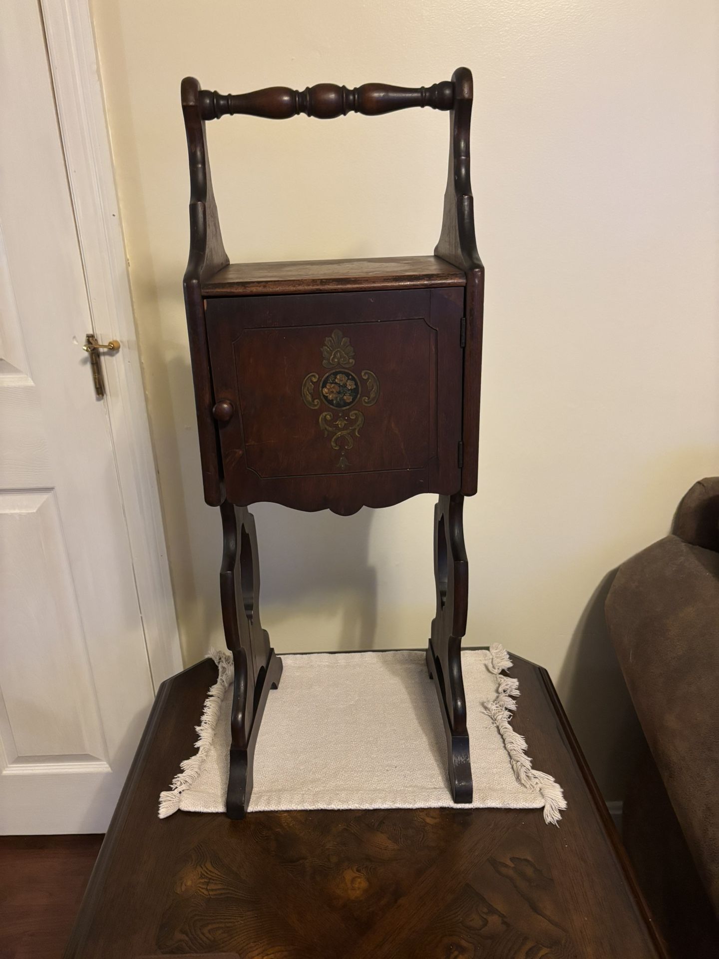 Antique Standing Wooden Humidor Cabinet/early 20th Century Tobacco Smoking Stand