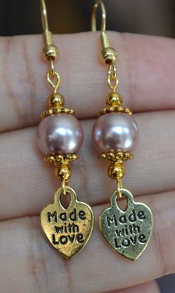 Pink pearl Gold plated dangle earring