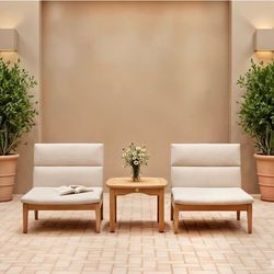 BRAND NEW 3-Piece Patio Sofa Chair Set - Outdoor Casual Seating Set - Solid Teak Wood
