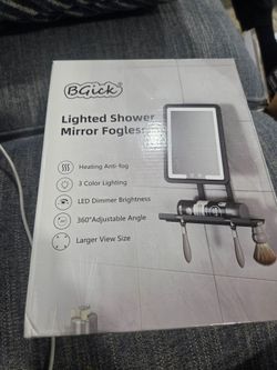 Shower mirror lighted fog less