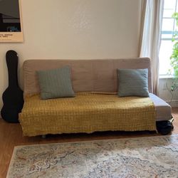 Beige Suade Futon Couch 