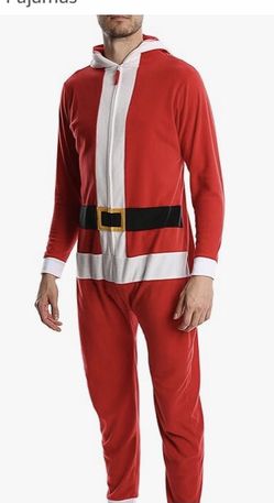 Santa Claus Onesie Pajamas. Size Large/XL. Zipper Front & pockets