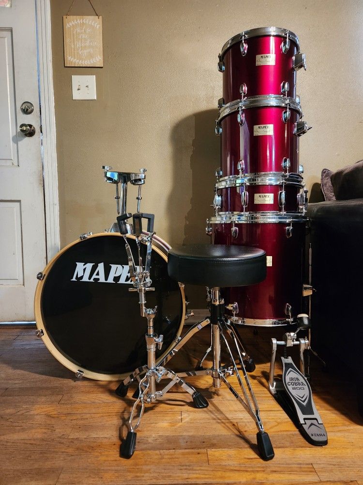 Mapex Venus Series 5pc Drum Set W/Tama Iron Cobra, Snare Stand & Throne