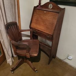 Antique Secretary Desk And Chair