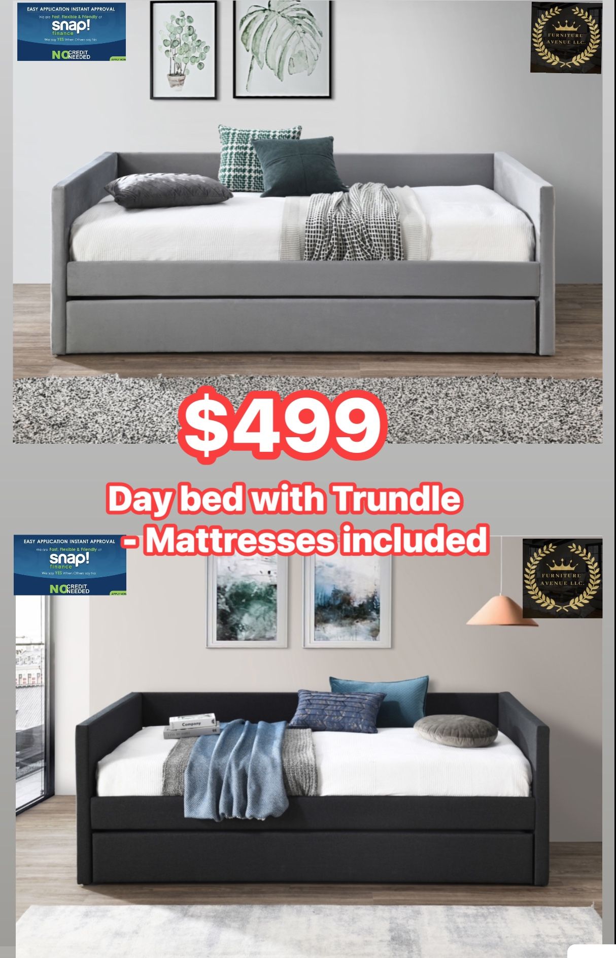 Day Bed With Twin Trundle, Mattresses Are Included