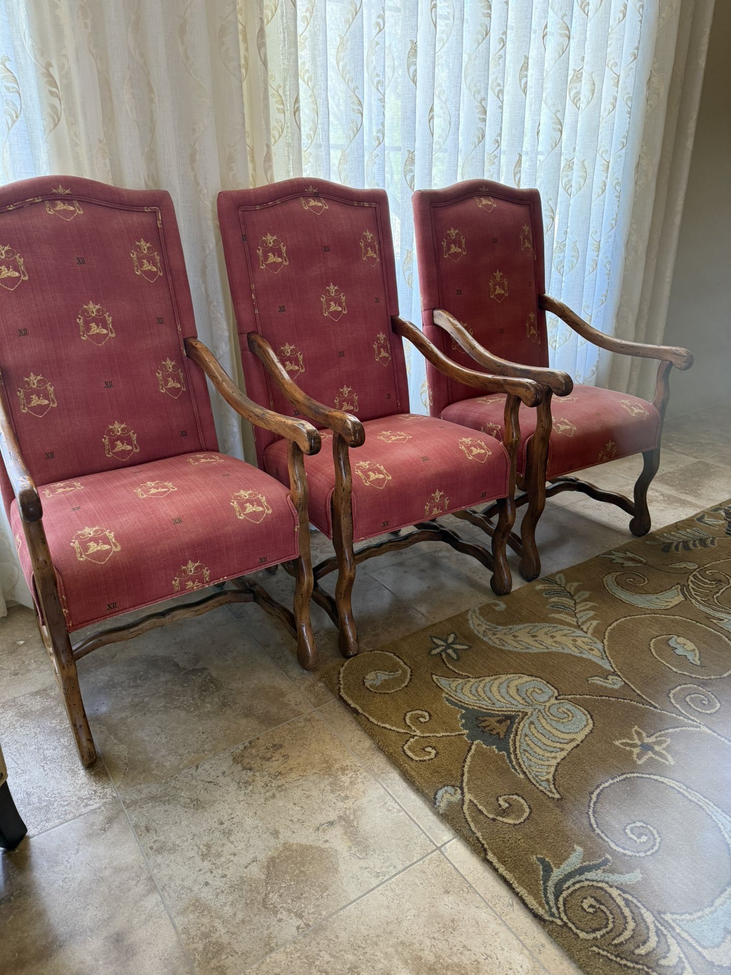 Vintage Wood Carved Dining Table Chairs Set of 8