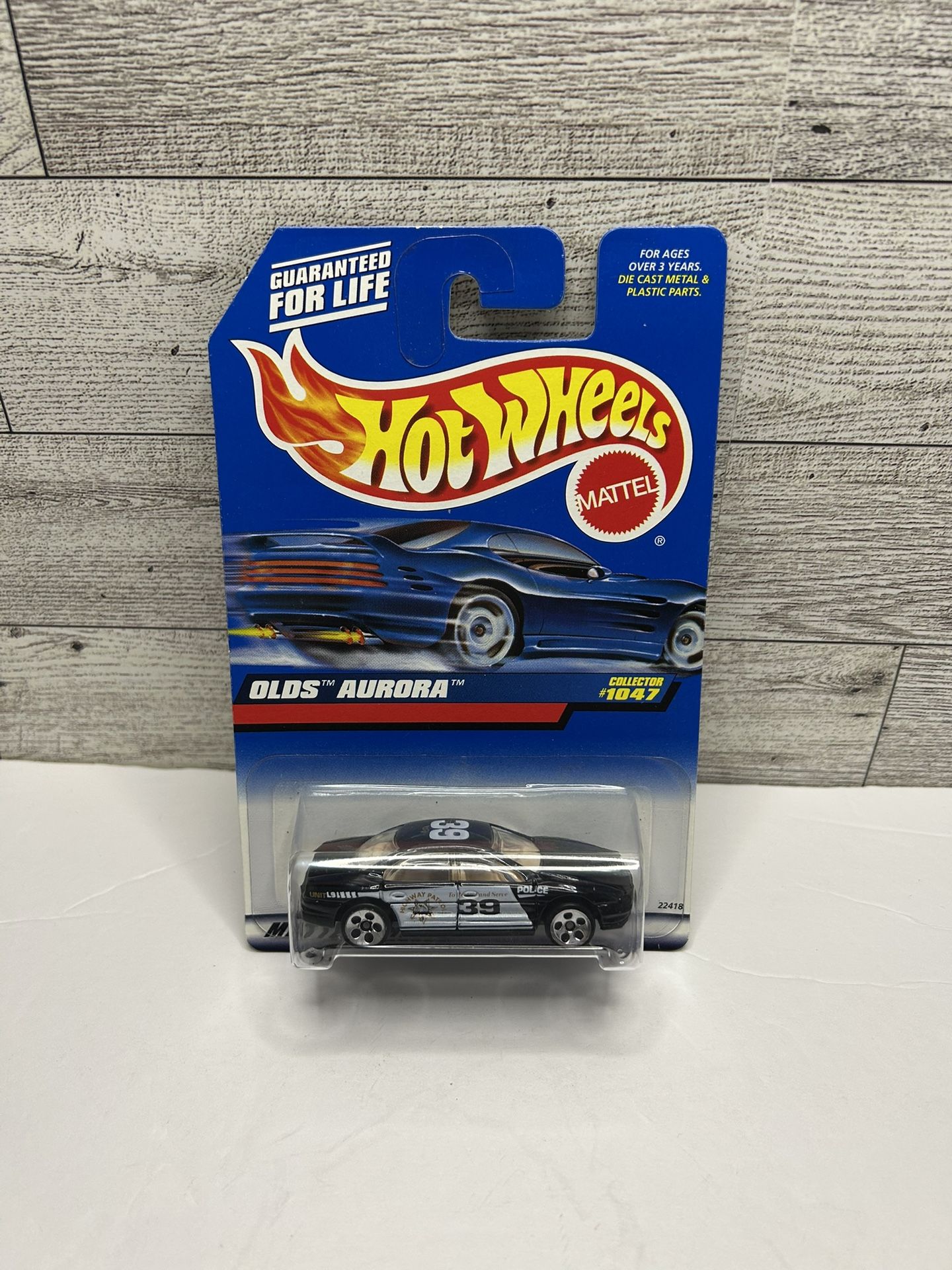 Vintage Hot wheels Black ‘1998 Old’s Aurora / Guaranteed For Life • Die Cast Metal • Made in Malays