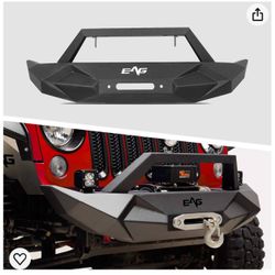 EAG Steel Front Bumper with Winch Plate Fit for 07-18 Jk &18-22 JL Wrangler