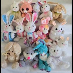 15 Assorted Plush Easter Bunnies 